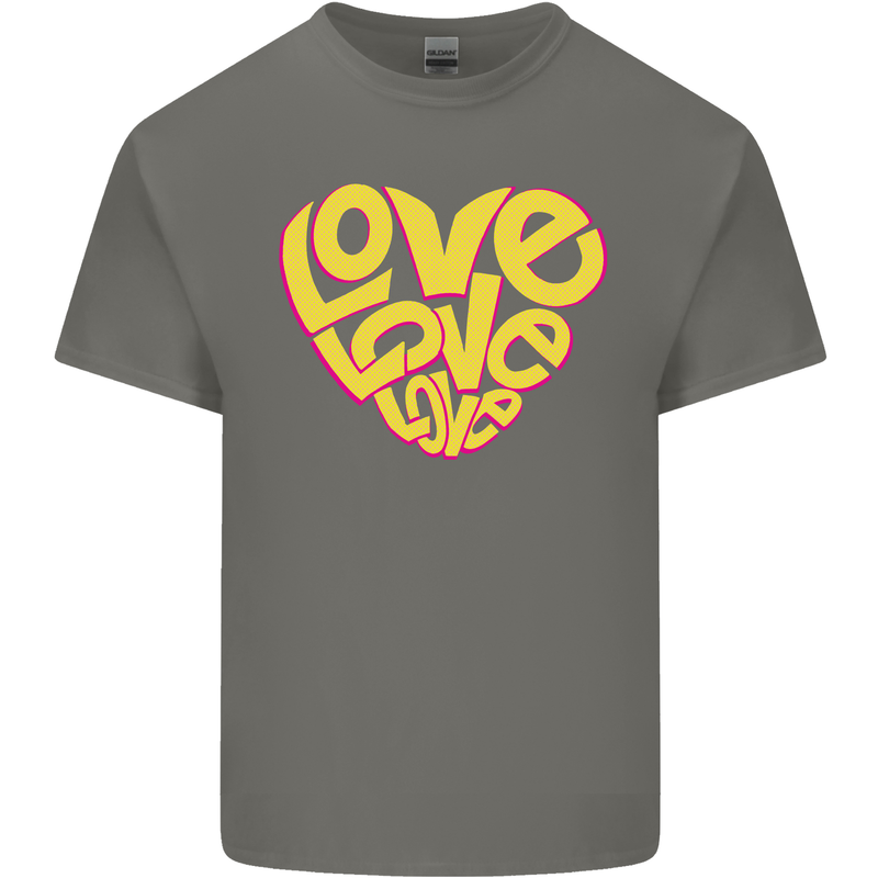 Love Word Art Heart Shape Anti-War Hippy Mens Cotton T-Shirt Tee Top Charcoal