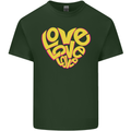 Love Word Art Heart Shape Anti-War Hippy Mens Cotton T-Shirt Tee Top Forest Green