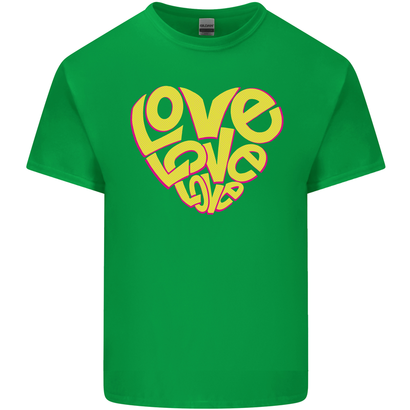 Love Word Art Heart Shape Anti-War Hippy Mens Cotton T-Shirt Tee Top Irish Green
