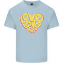 Love Word Art Heart Shape Anti-War Hippy Mens Cotton T-Shirt Tee Top Light Blue