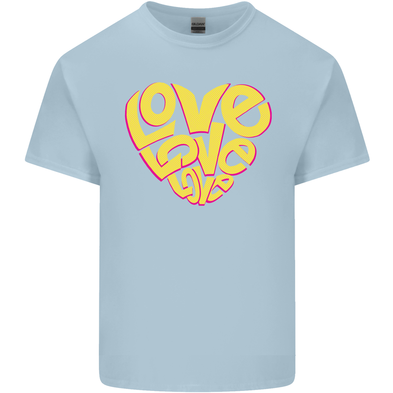 Love Word Art Heart Shape Anti-War Hippy Mens Cotton T-Shirt Tee Top Light Blue