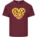 Love Word Art Heart Shape Anti-War Hippy Mens Cotton T-Shirt Tee Top Maroon