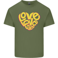 Love Word Art Heart Shape Anti-War Hippy Mens Cotton T-Shirt Tee Top Military Green
