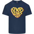 Love Word Art Heart Shape Anti-War Hippy Mens Cotton T-Shirt Tee Top Navy Blue