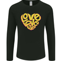 Love Word Art Heart Shape Anti-War Hippy Mens Long Sleeve T-Shirt Black