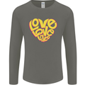 Love Word Art Heart Shape Anti-War Hippy Mens Long Sleeve T-Shirt Charcoal