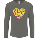 Love Word Art Heart Shape Anti-War Hippy Mens Long Sleeve T-Shirt Charcoal