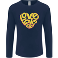 Love Word Art Heart Shape Anti-War Hippy Mens Long Sleeve T-Shirt Navy Blue