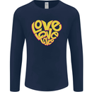 Love Word Art Heart Shape Anti-War Hippy Mens Long Sleeve T-Shirt Navy Blue