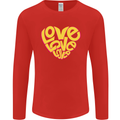Love Word Art Heart Shape Anti-War Hippy Mens Long Sleeve T-Shirt Red