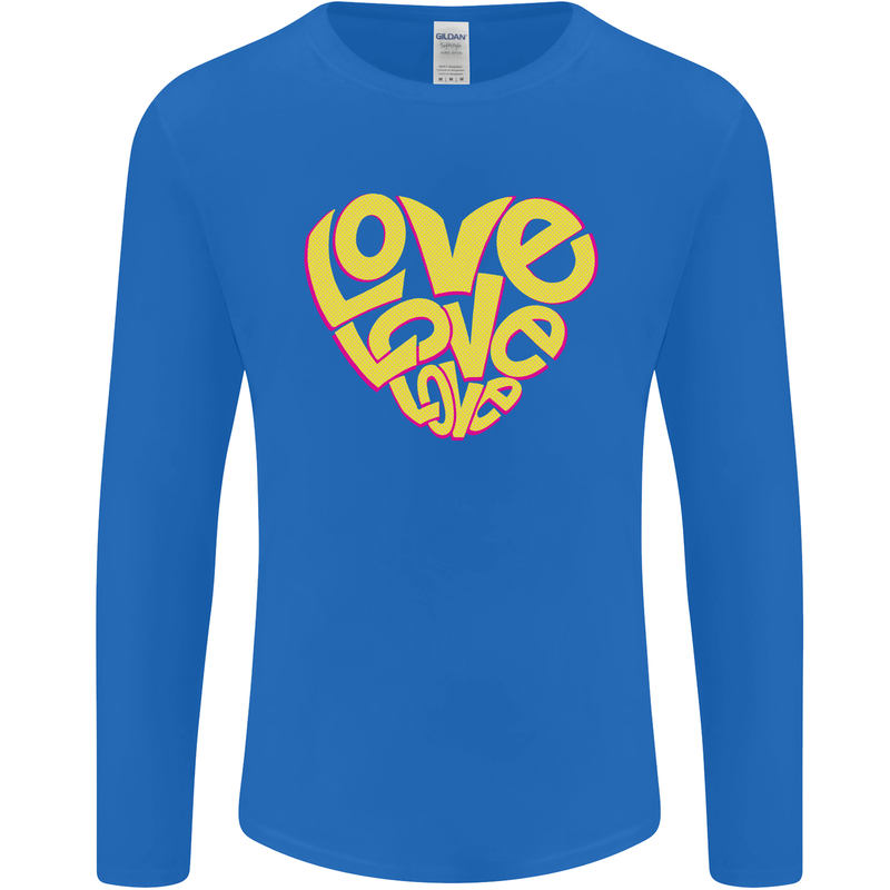 Love Word Art Heart Shape Anti-War Hippy Mens Long Sleeve T-Shirt Royal Blue