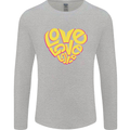 Love Word Art Heart Shape Anti-War Hippy Mens Long Sleeve T-Shirt Sports Grey