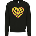 Love Word Art Heart Shape Anti-War Hippy Mens Sweatshirt Jumper Black