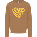 Love Word Art Heart Shape Anti-War Hippy Mens Sweatshirt Jumper Caramel Latte