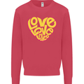 Love Word Art Heart Shape Anti-War Hippy Mens Sweatshirt Jumper Heliconia