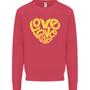 Love Word Art Heart Shape Anti-War Hippy Mens Sweatshirt Jumper Heliconia
