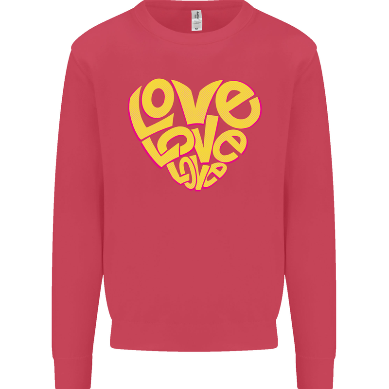 Love Word Art Heart Shape Anti-War Hippy Mens Sweatshirt Jumper Heliconia