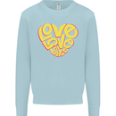 Love Word Art Heart Shape Anti-War Hippy Mens Sweatshirt Jumper Light Blue