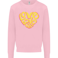 Love Word Art Heart Shape Anti-War Hippy Mens Sweatshirt Jumper Light Pink