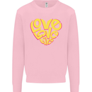 Love Word Art Heart Shape Anti-War Hippy Mens Sweatshirt Jumper Light Pink