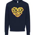 Love Word Art Heart Shape Anti-War Hippy Mens Sweatshirt Jumper Navy Blue