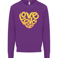 Love Word Art Heart Shape Anti-War Hippy Mens Sweatshirt Jumper Purple