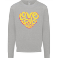 Love Word Art Heart Shape Anti-War Hippy Mens Sweatshirt Jumper Sports Grey