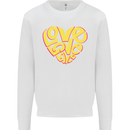 Love Word Art Heart Shape Anti-War Hippy Mens Sweatshirt Jumper White