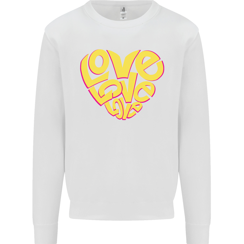 Love Word Art Heart Shape Anti-War Hippy Mens Sweatshirt Jumper White