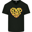 Love Word Art Heart Shape Anti-War Hippy Mens V-Neck Cotton T-Shirt Black