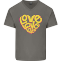 Love Word Art Heart Shape Anti-War Hippy Mens V-Neck Cotton T-Shirt Charcoal