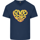 Love Word Art Heart Shape Anti-War Hippy Mens V-Neck Cotton T-Shirt Navy Blue