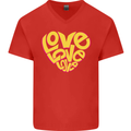 Love Word Art Heart Shape Anti-War Hippy Mens V-Neck Cotton T-Shirt Red