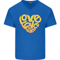 Love Word Art Heart Shape Anti-War Hippy Mens V-Neck Cotton T-Shirt Royal Blue