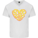 Love Word Art Heart Shape Anti-War Hippy Mens V-Neck Cotton T-Shirt White