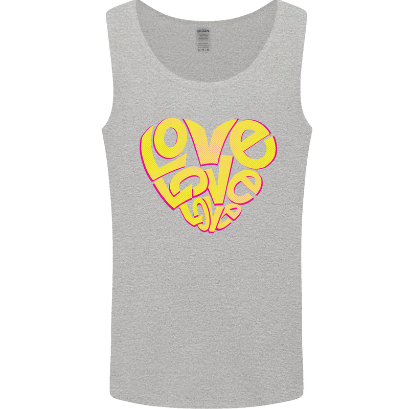 Love Word Art Heart Shape Anti-War Hippy Mens Vest Tank Top Sports Grey