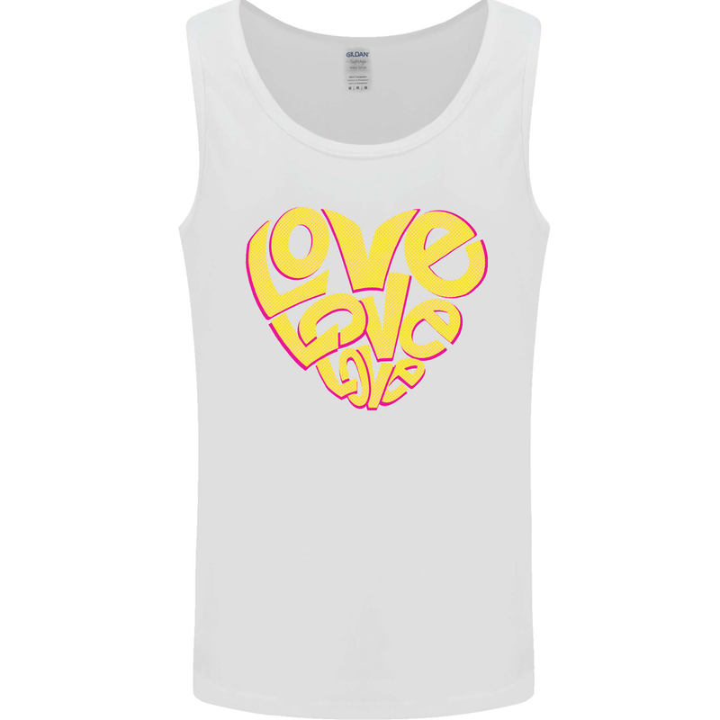 Love Word Art Heart Shape Anti-War Hippy Mens Vest Tank Top White