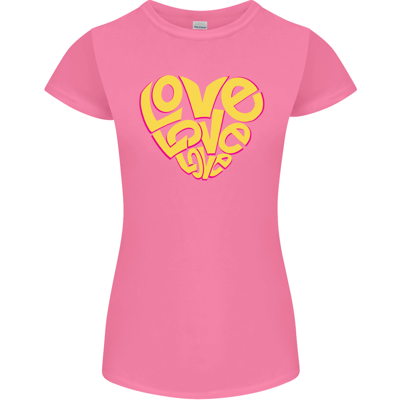Love Word Art Heart Shape Anti-War Hippy Womens Petite Cut T-Shirt Azalea