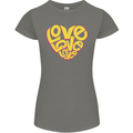 Love Word Art Heart Shape Anti-War Hippy Womens Petite Cut T-Shirt Charcoal