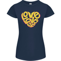 Love Word Art Heart Shape Anti-War Hippy Womens Petite Cut T-Shirt Navy Blue