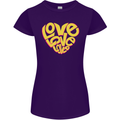 Love Word Art Heart Shape Anti-War Hippy Womens Petite Cut T-Shirt Purple