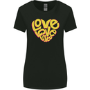 Love Word Art Heart Shape Anti-War Hippy Womens Wider Cut T-Shirt Black