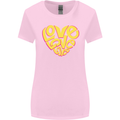 Love Word Art Heart Shape Anti-War Hippy Womens Wider Cut T-Shirt Light Pink
