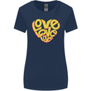 Love Word Art Heart Shape Anti-War Hippy Womens Wider Cut T-Shirt Navy Blue