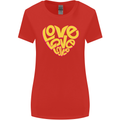 Love Word Art Heart Shape Anti-War Hippy Womens Wider Cut T-Shirt Red
