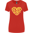 Love Word Art Heart Shape Anti-War Hippy Womens Wider Cut T-Shirt Red