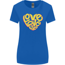 Love Word Art Heart Shape Anti-War Hippy Womens Wider Cut T-Shirt Royal Blue