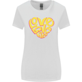 Love Word Art Heart Shape Anti-War Hippy Womens Wider Cut T-Shirt White