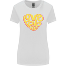Love Word Art Heart Shape Anti-War Hippy Womens Wider Cut T-Shirt White