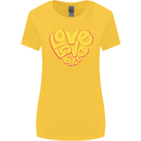 Love Word Art Heart Shape Anti-War Hippy Womens Wider Cut T-Shirt Yellow